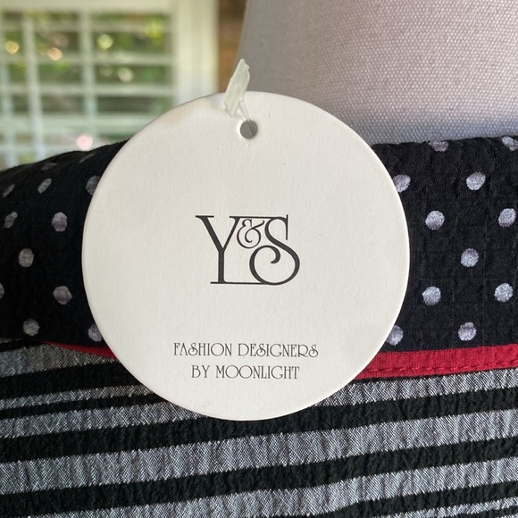 MOONLIGHT BY Y&S  MIXED MEDIA BUTTON FRONT SHIRT IN BLACK/WHITE/RED 2325 XL - Picture 2 of 6